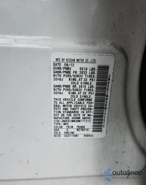 2013 Infiniti Fx37 from USA, damaged, VIN JN8CS1MW3DM171212